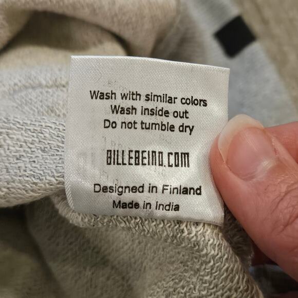 BilleBeino Stripe Hoodie Unisex Size S Pure Waste Recycled Materials Grey - Picture 12 of 12